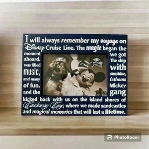 Disney Cruise Remembrance photo Line‎ laser wood frame 6x4 inches
